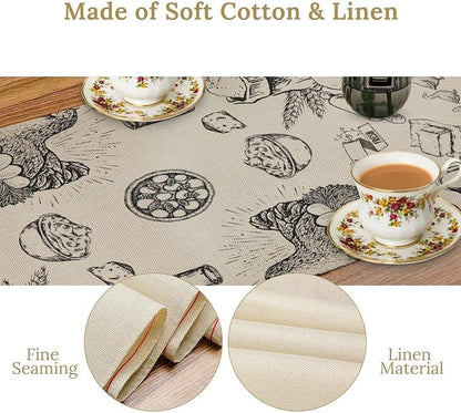 Farm Cow Thanksgiving Fall Table Runner, Tractor Milk Crop Fresh Market Farmhouse Kitchen Dining Table Decoration for Home Party 13x90 Inch