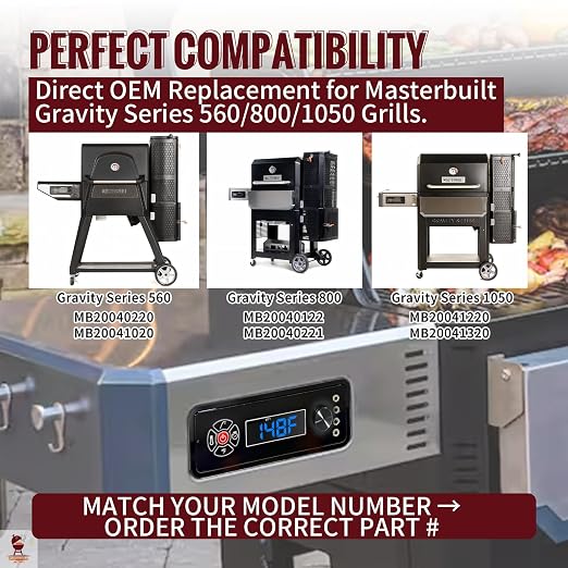 Replacement Non-WiFi Controller Combo Set for Masterbuilt Gravity Series 560/800/1050 Digital Charcoal Grill + Smoker – Full Kit Includes Control Panel, 4 Meat Probes, 3 Door Switches & Power Adapter