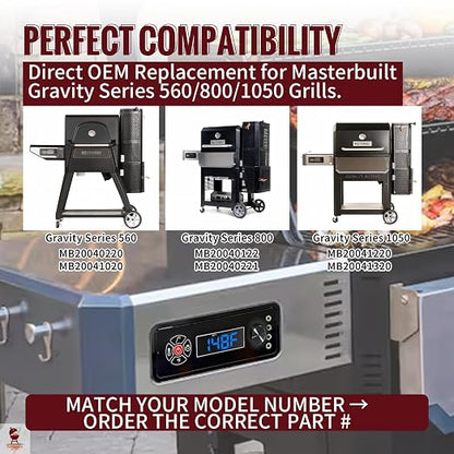 Replacement Non-WiFi Controller Combo Set for Masterbuilt Gravity Series 560/800/1050 Digital Charcoal Grill + Smoker – Full Kit Includes Control Panel, 4 Meat Probes, 3 Door Switches & Power Adapter