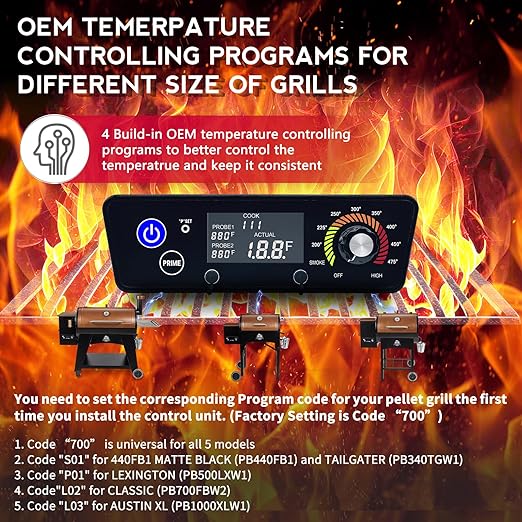 Trapezoid Digital Control Board Replacement Part for Pit Boss Copper Series Wood Pellet Grill & Smoker Tailgater, Lexington, Classic, Austin XL, Matte Black (AC03P7-340)