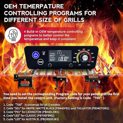 Trapezoid Digital Control Board Replacement Part for Pit Boss Copper Series Wood Pellet Grill & Smoker Tailgater, Lexington, Classic, Austin XL, Matte Black (AC03P7-340)