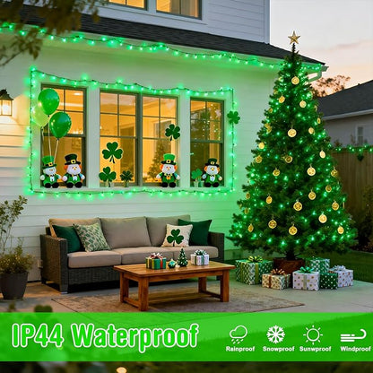 4 Pack St Patricks Day Lights Battery Operated, 50 LEDs 16.5ft Green String Lights Outdoor Waterproof, Green Wire Battery Powered Twinkle Lights for Tree Wreath Christmas St Patricks Day Decorations