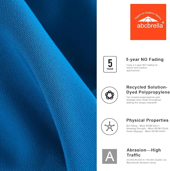 ABCCANOPY OLEFIN® 5-Year No Fading 9FT Outdoor Patio Umbrella(Sky Blue) | Fade & UV Resistant Fabric,8 Fiberglass Ribs，Wind Vent，Crank Lift & Tilt,Outdoor Table Umbrella for Deck,Backyard,Yard