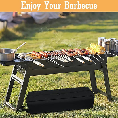 Grill Accessory Storage Bag, Tool Storage for Outdoor Grilling Utensil Holder with Inner Mesh Pockets and Magic Tape, Black Hardware BBQ Tools Storage Container for Camping Hiking Barbecue