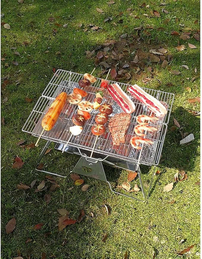 YYDS Charcoal Grill Stainless Steel Barbecue Rack Can Be Foldable and Adjustable Charcoal Rack Suitable for Outdoor Campers and Barbecue Lovers BBQ Grill (Color : A)