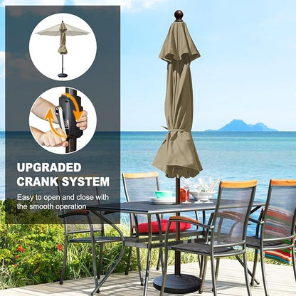 Eurmax USA 10-Year-Non-Fading 10FT Outdoor Patio Market Umbrella,UPF50+ UV Resistant Sun Shade,Heavy Duty Commercial Grade,Crank Lift Design,Windproof Vented Top for Garden,Pool,Deck,Mushroom