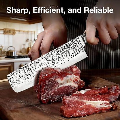 imarku Nakiri Knife,7 Inch High Carbon Stainless Steel Japanese Chef Knife,Razor Sharp Chopping Vegetable and Meat Cleaver Kitchen Knife with Ergonomic Handle,Fathers Day