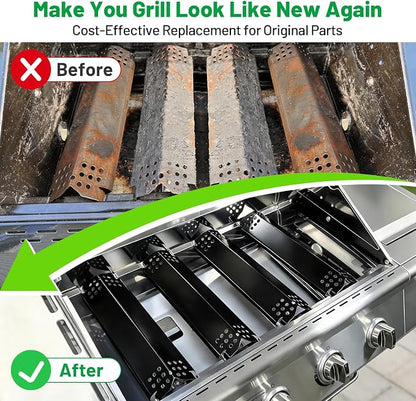 14.6" L Grill Heat Plates 4 Pack, Porcelain Steel Gas BBQ Grill Burner Covers, Heat Shields Flame Tamers Replacement Parts for Nexgrill Outdoor Grills