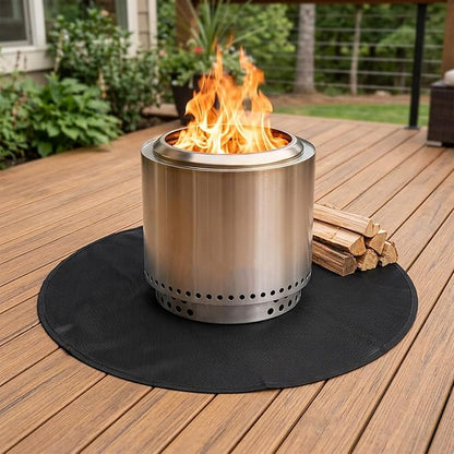 SheeChung Fire Pit Mat Round 36" for Solo Stove Bonfire,Double Sided Fireproof Under Grill Mat Protector,Oilproof Waterproof BBQ Outdoor Grill Mat for Deck and Patio,Slip/Heat Resistant Fireplace Mat
