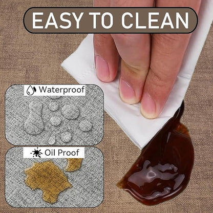 Round Table Placemats Set of 4, Faux Leather Wedge Shape Place Mats Heat Resistant Wipeable Washable Table Mats, Heavy Duty Kitchen Dining Mats(Light brown)