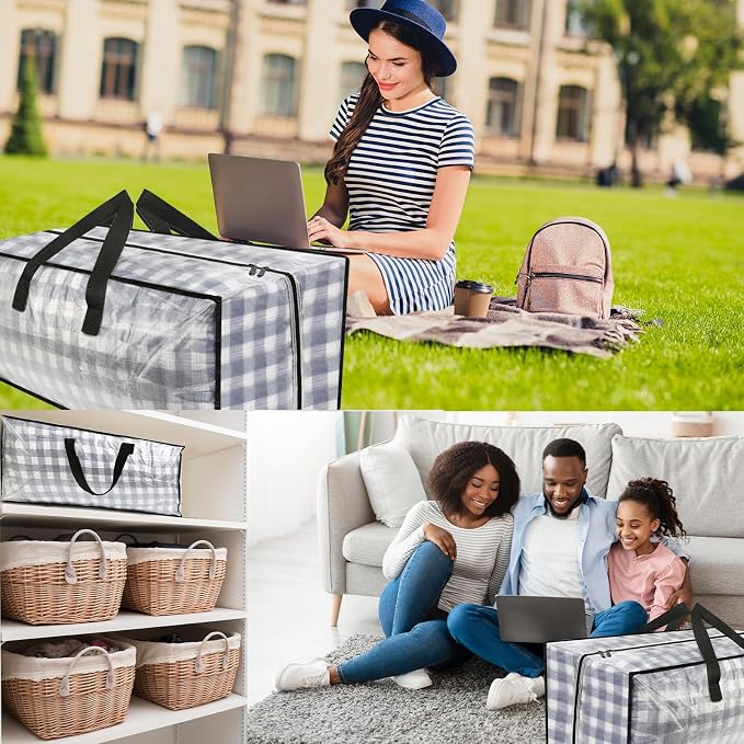 Clear Storage Bags with Zipper, Large Moving Bags Heavy Duty Extra Large, Plastic Storage Totes for Clothes, College dorm Packing Bag with Strong Handles | 2 Pack Clothes Storage Bags Totes Space Saving Moving Boxes Bins Packing Bags for College Dorm C...