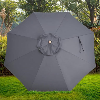 9ft Wooden Umbrella, Outdoor Patio Umbrella, Wood Market Umbrella, Patio Umbrella Wood Pole with Pulley Lift for Garden, Yard, Deck, Pool, Market