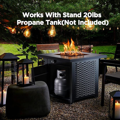 Ciays 32 Inch Propane Fire Pit, CSA-Listed Outdoor Gas Fire Pits 50,000 BTU Steel Fire Pit Table with Lid, Add Warmth and Ambience to Gatherings and Parties On Patio Deck Garden, Black,CIFPT4B