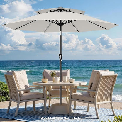 AreShark 10ft 2 Tiers Patio Umbrella - Outdoor Umbrella Waterproof UV Protection, Market Table Umbrella w/Push Button Tilt&Crank for Pool, Porch, Garden(Ivory)