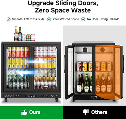 BODEGA BODEGACOOLER Back Bar Cooler,7.7 Cu.ft Commercial Beverage Refrigerator with 2 Sliding Glass Doors, Stainless Steel Top,Beverage Fridge Perfect for Beer,Wine,Soda,DOE Approved