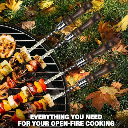Grilling Supplies - Outdoor Grill Accessories for BBQ - Premium Barbecue Tool Sets Grill Utensils - BBQ Gear - Grill Skewers Set with Case Hunting Quiver