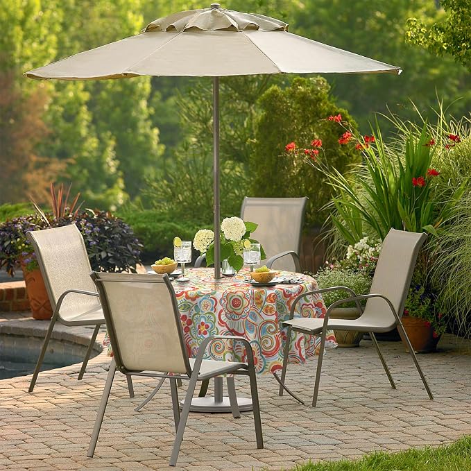 Outdoor/Indoor Round Tablecloth with Umbrella Hole Zipper, Decorative Circular Table Cover for Home Garden, 60 Inch, Flower Multi