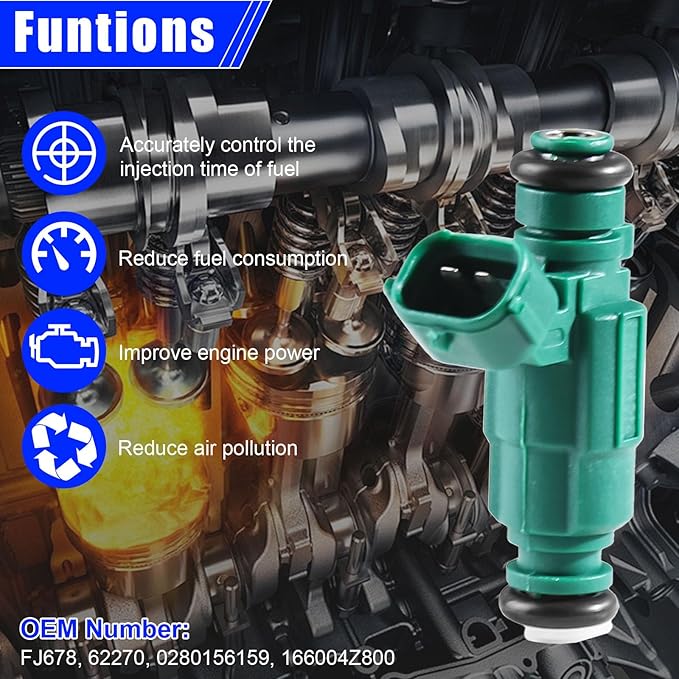 Fuel Injectors Set of 4 for Nissan Sentra 1.8L L4 2003-2006 – Direct Replacement 0280156159 16600-4Z800 FJ678
