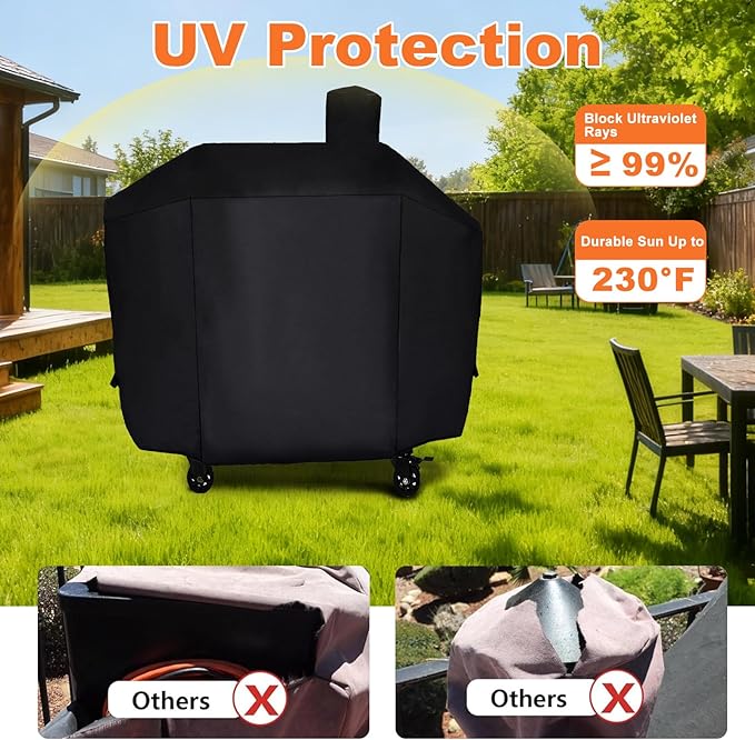 Grill Cover for Pit Boss Platinum Laredo 1000 Wood Pellet Smoker Grill, 600D Heavy Duty Waterpoorf UV Outdoor Fade Resistant BBQ Grill Cover for Pit Boss, Outdorr BBQ Accessory