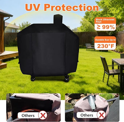 Grill Cover for Pit Boss Platinum Laredo 1000 Wood Pellet Smoker Grill, 600D Heavy Duty Waterpoorf UV Outdoor Fade Resistant BBQ Grill Cover for Pit Boss, Outdorr BBQ Accessory
