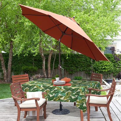 LVTXIII Rectangle Outdoor Tablecloth with Umbrella Hole and Zipper, Water-Repellent 60 x 84 Inch Patio Table Cover for Picnic, Garden, Backyard Dining, Lush Leaf Jungle