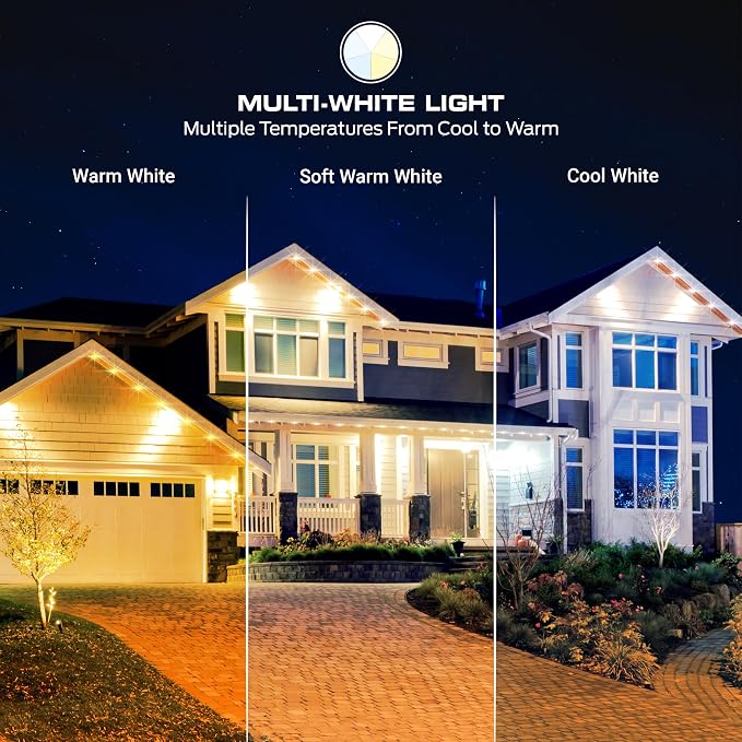 Monster Smart Permanent Outdoor Lights, 150ft, 108 LED Eaves Lights, RGB+IC+WW, Weather & Water Resistant, App & Voice Control, Compatible with Alexa and Google, for Patios, Gardens & Year-Round Use