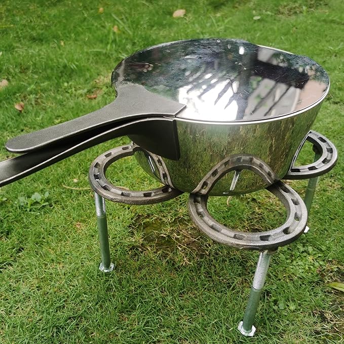 Campfire Dutch Oven Tripod For Cooking Made of Steel Horseshoes-Camping Cooking Tripod-Campfire Stand-Cast Iron Dutch Oven Tool(10.2"X 10.2")