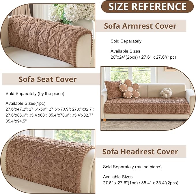 OstepDecor Couch Cover for Dogs, Washable Non Slip Sofa Cover for Pets | Soft Couch Covers for Sofa, Loveseat and Sectional, Furniture Protector Against Pet Hair & Dirt (35.4" x 63", Coffee)