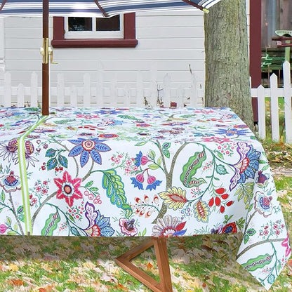 EHouseHome Outdoor Indoor 60x84 inch Rectangle Tablecloth with Umbrella Hole, Waterproof Zippered Patio Table Cloth, Perfect for BBQs, Parties, Summer Gatherings