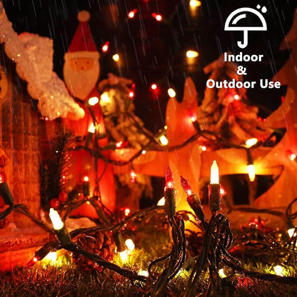 BrizLabs Red & White Christmas Lights, 300 Count 69.6ft Mini Outdoor Lights | Incandescent; Connectable; UL Certified; Waterproof Christmas Light String Plug-in Green Wire Indoor Ourside Xmas Tree Decor