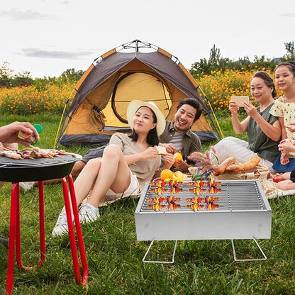 Totority Portable Stainless Steel Folding Bbq Grill Small Charcoal Barbecue Rack for Camping Hiking Outdoor Cooking 36x26.5x17.5cm Camping Accessory