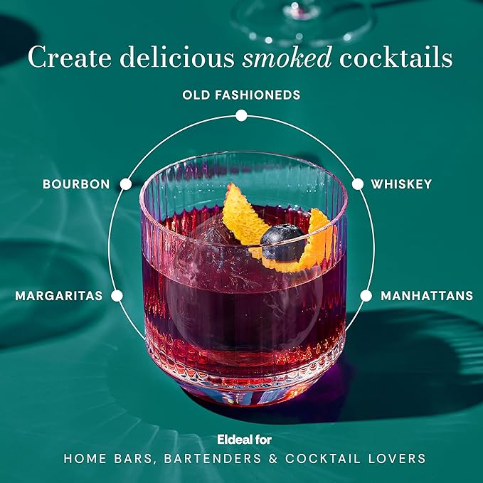 The Mixologer Cocktail Smoker Kit – Whiskey Smoker Glass Dome Infuser for Old Fashioned – Crafty Mixologist Smoking Kit with Torch, Wood Plate & Flavored Chips – Smoker for Drinks