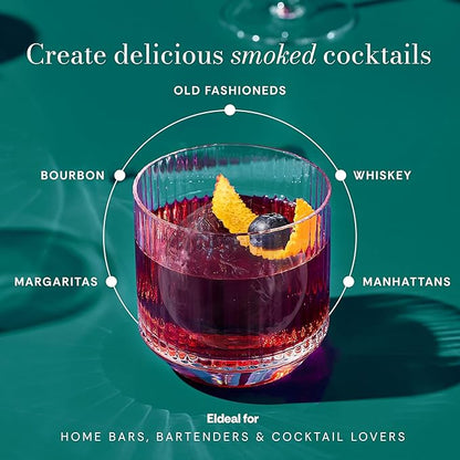 The Mixologer Cocktail Smoker Kit – Whiskey Smoker Glass Dome Infuser for Old Fashioned – Crafty Mixologist Smoking Kit with Torch, Wood Plate & Flavored Chips – Smoker for Drinks