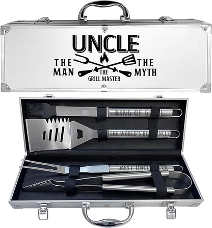 Uncle Gifts, Uncle Gifts from Niece/Nephew Heavy Duty Grilling Accessories Kit for Backyard BBQ, Thick Stainless Steel Grill Utensils with Non-Slip Handle Tool for Man on Birthday Fathers Day