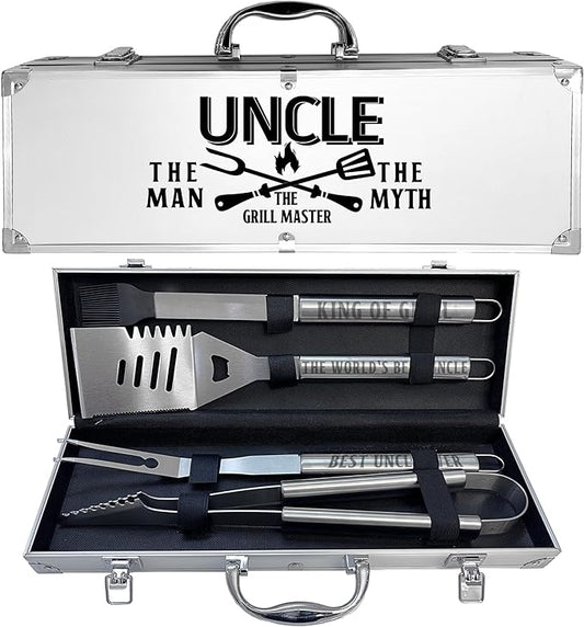 Uncle Gifts, Uncle Gifts from Niece/Nephew Heavy Duty Grilling Accessories Kit for Backyard BBQ, Thick Stainless Steel Grill Utensils with Non-Slip Handle Tool for Man on Birthday Fathers Day