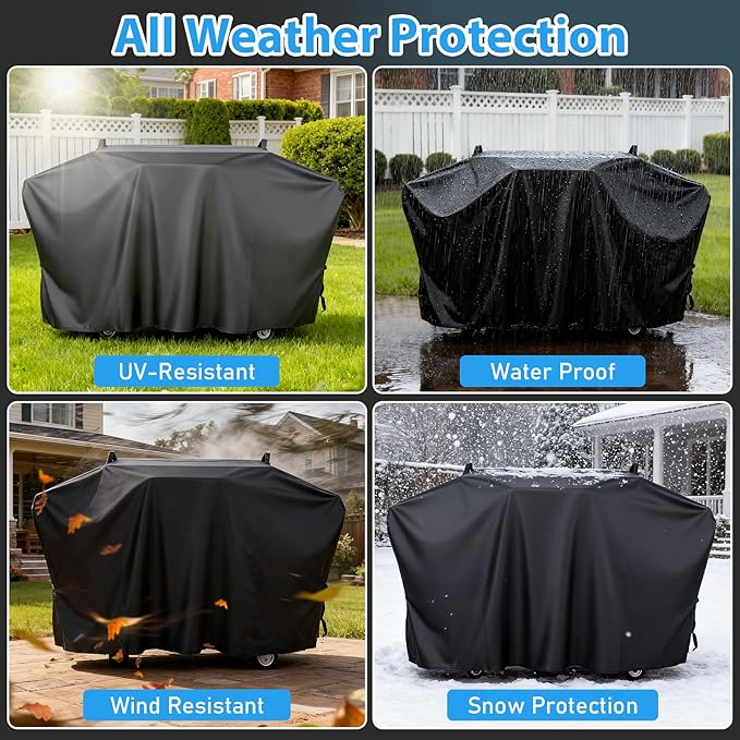 Utheer Grill Cover for Blackstone 36 Inch Griddle with Hood, 5482 Cover 600D Waterproof Heavy Duty Flat Top Grill Cover, Full-Length Outdoor Griddle Cover with Zipper and Adjustable Buckles, Black