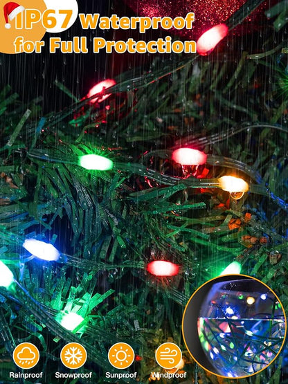 BrightChristmas 300 LED 98 FT Christmas Lights, Waterproof Outdoor String Lights with Remote and Timer, Christmas Tree Lights with 8 Modes Dimmable, Fairy Lights for Holiday Decor (Multicolor)