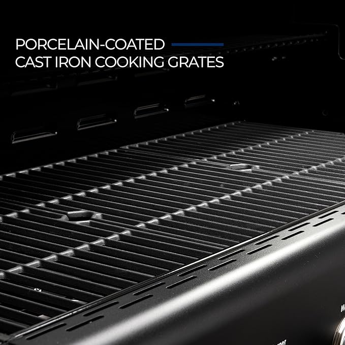 Kenmore 6-Burner Propane Gas Grill with Side Burner, 73,000 BTU Total Cooking Power, 819 Sq. In. Cooking Space, Cast Iron Grates, Warming Rack, Built-In Thermometer, For Outdoor BBQs Events, Black
