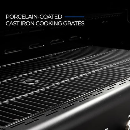 Kenmore 6-Burner Propane Gas Grill with Side Burner, 73,000 BTU Total Cooking Power, 819 Sq. In. Cooking Space, Cast Iron Grates, Warming Rack, Built-In Thermometer, For Outdoor BBQs Events, Black