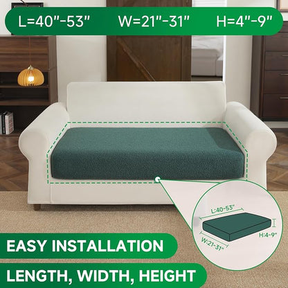 OHSIO Couch Cushion Covers for Sectional Sofa, Stretch Soft Sofa Slipcovers Washable Wear-Resistant Universal Furniture Protector for Living Room(1 Piece Loveseat Cover, Green)