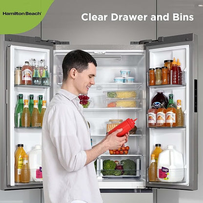 Hamilton Beach HBF1770 French Door Counter Depth Refrigerator with Freezer Drawer, 17.7 cu ft, Stainless Steel (Full Size)