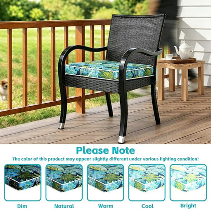 COZYVIDA Outdoor Chair Cushions Set of 4, 20"x20" Square Seat Pads with Tie Straps and YKK Zippers, 30D High-Density Foam, Water-Resistant Fabric,UV-Resistant 1000+ Hrs