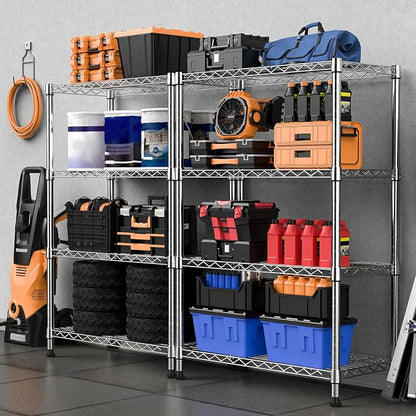 M MZG 1000 lbs Storage Shelving Steel Heavy Duty 4-Tier Utility Shelving Unit Steel Organizer Wire Rack for Home,Kitchen,Office,Chrome (13.7" D x 29.5" W x 47.2" H)