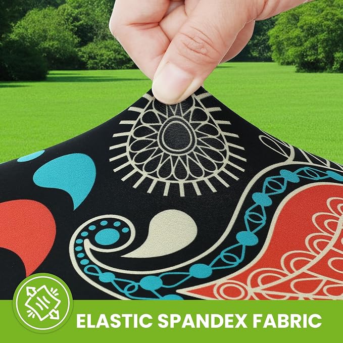 Smiry Spandex Fitted Tablecloth for 6 Foot Rectangle Tables, Washable Picnic Table Cover with Elastic, Stretch Reusable Table Cloth for Outdoor, Camping, Dining & Kitchen (Black Paisley, 30"x72")