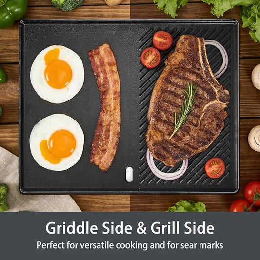 Hisencn 17" Cast Iron Cooking Grate and Griddle Replacement for Nexgrill 4 Burner 720-0925P 720-0925 720-0925S, Replacement Parts for 720-0340 720-0718A Gas Grill