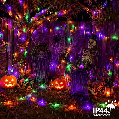 YEGUO 165ft 500 LED Halloween String Lights, Clear Wire Christmas String Lights Indoor, 8 Modes Twinkle Tree Lights Plug in with Timer Memory(Orange Purple and Green)