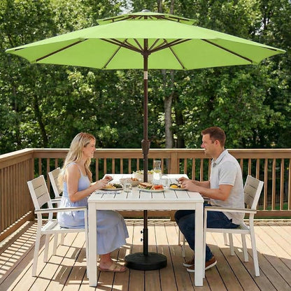 10FT Outdoor Patio Umbrella, 2 Tiers Market Table Umbrella with 8 Sturdy Ribs, Push Button Tilt and Crank, UPF50+ UV Protection for Deck, Pool, Garden and Backyard