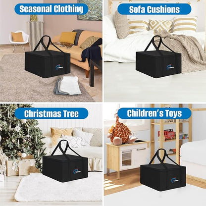 SIRUITON Cushion Storage Bag 600D Oxford,Waterproof,32" L x 32" W x 24" H | Heavy duty, rip proof, with handle & zipper, for patio & garden cushions, UV-resistant, all-weather protection