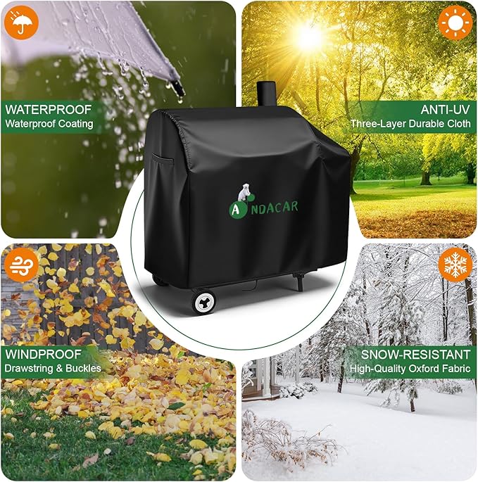 Charcoal Grills Cover for Royal-Gourme-t CC1830 30 Barrel Charcoal Grill, Waterproof Outdoor Grill Cover Royal-Gourme-t BBQ Grill Cover Barbeque Grill Cover - 44" L×27.6" W×43" H, Black