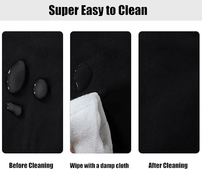 LUSHVIDA Round Fitted Tablecloth with Elastic Edge, 100% Waterproof Plastic Table Cover, Vinyl Flannel Backed Table Cloth for Camping, Dining, Indoor and Outdoor (Black, Best for Up to 45"-56" Round)